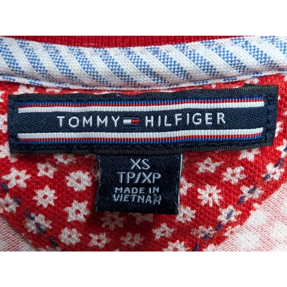 90s Y2K Tommy Hilfiger Red Ditsy Floral Print Preppy Polo Mini Dress XS - Picture 5 of 8